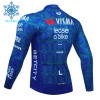 Wielershirt 2024 Jumbo-Visma Lease A Bike Lange Mouw Winter Thermal Fleece Blauw